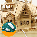 DIY Villa 3D Wooden Model Kit with Light Castle Puzzles Assembly Desk Decoration - 3D Wooden Puzzle by Extoril