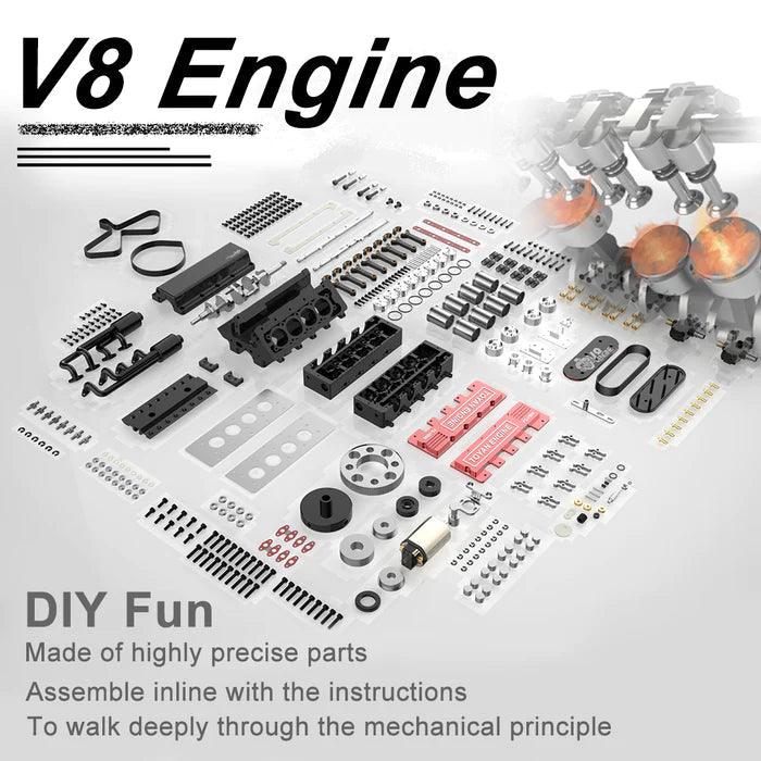 DIY V8 Engine Model With Starter Kit That Run 28cc Gasoline/Nitro Engine KIT FS-V800 - DIY Engine Model by Extoril