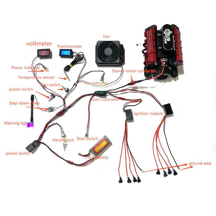DIY V8 Engine Model With Starter Kit That Run 28cc Gasoline/Nitro Engine KIT FS-V800 - DIY Engine Model by Extoril