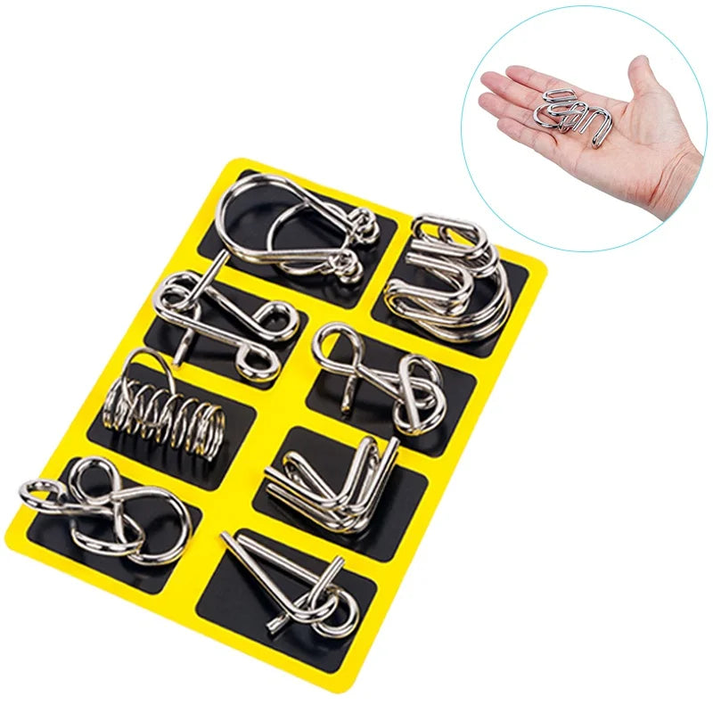 Metal Wire Brain Teaser Puzzle Set of 8 - Gadget by Extoril