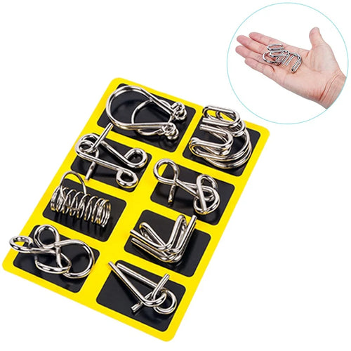 Metal Wire Brain Teaser Puzzle Set of 8 - Gadget by Extoril