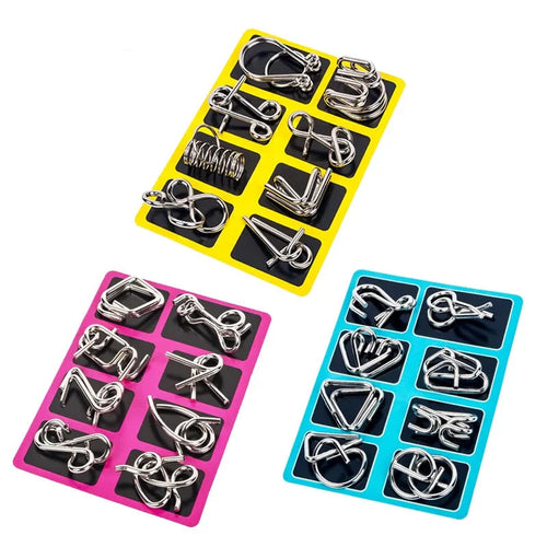 Metal Wire Brain Teaser Puzzle Set of 8 - Gadget by Extoril