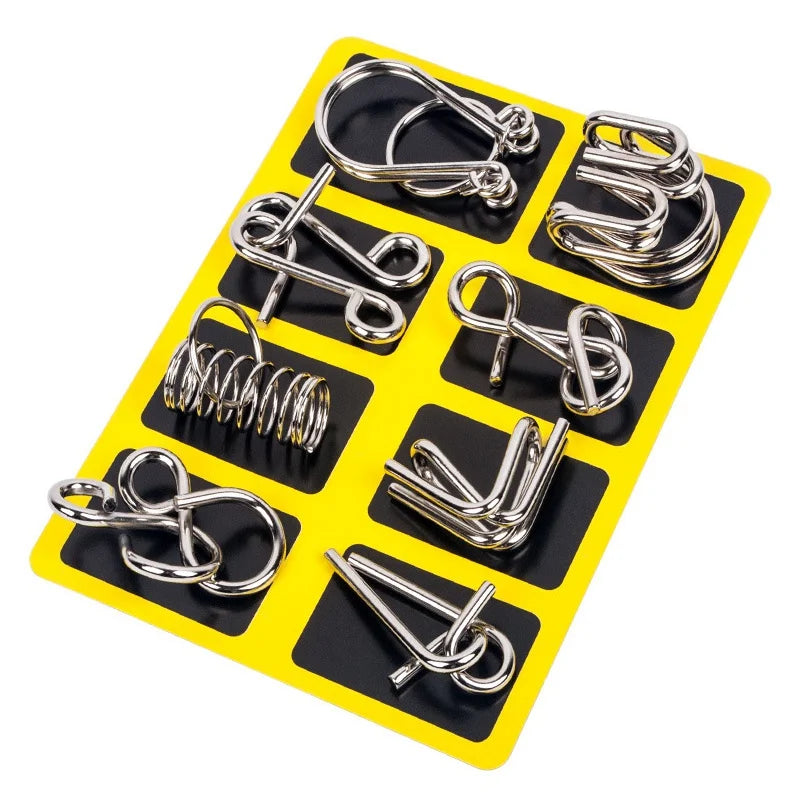 Metal Wire Brain Teaser Puzzle Set of 8 - Gadget by Extoril