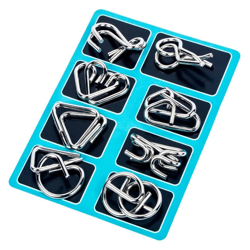 Metal Wire Brain Teaser Puzzle Set of 8 - Gadget by Extoril