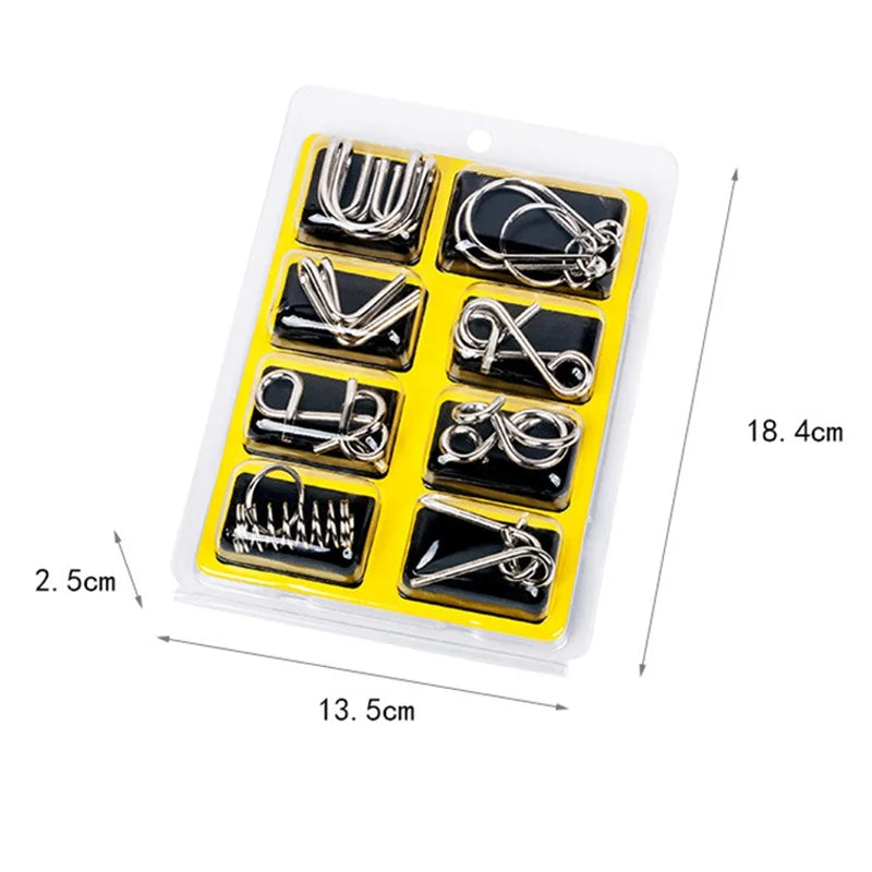 Metal Wire Brain Teaser Puzzle Set of 8 - Gadget by Extoril