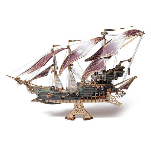 Secrets of the Aether 3D Steampunk Pirate Ship Wooden Assembly Kit - 3D Wooden Puzzle by Extoril