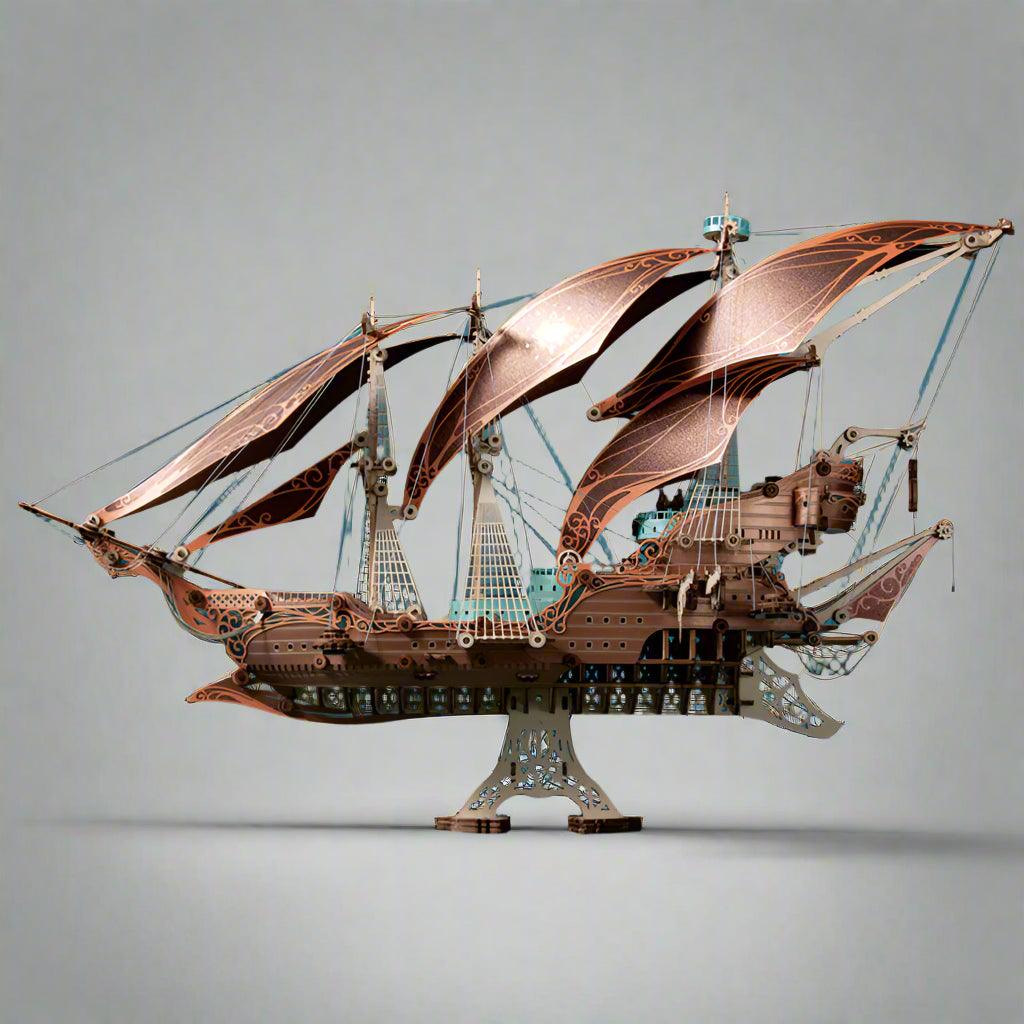 Secrets of the Aether 3D Steampunk Pirate Ship Wooden Assembly Kit - 3D Wooden Puzzle by Extoril