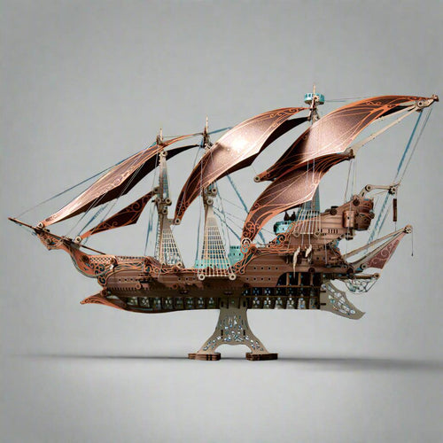Secrets of the Aether 3D Steampunk Pirate Ship Wooden Assembly Kit - 3D Wooden Puzzle by Extoril