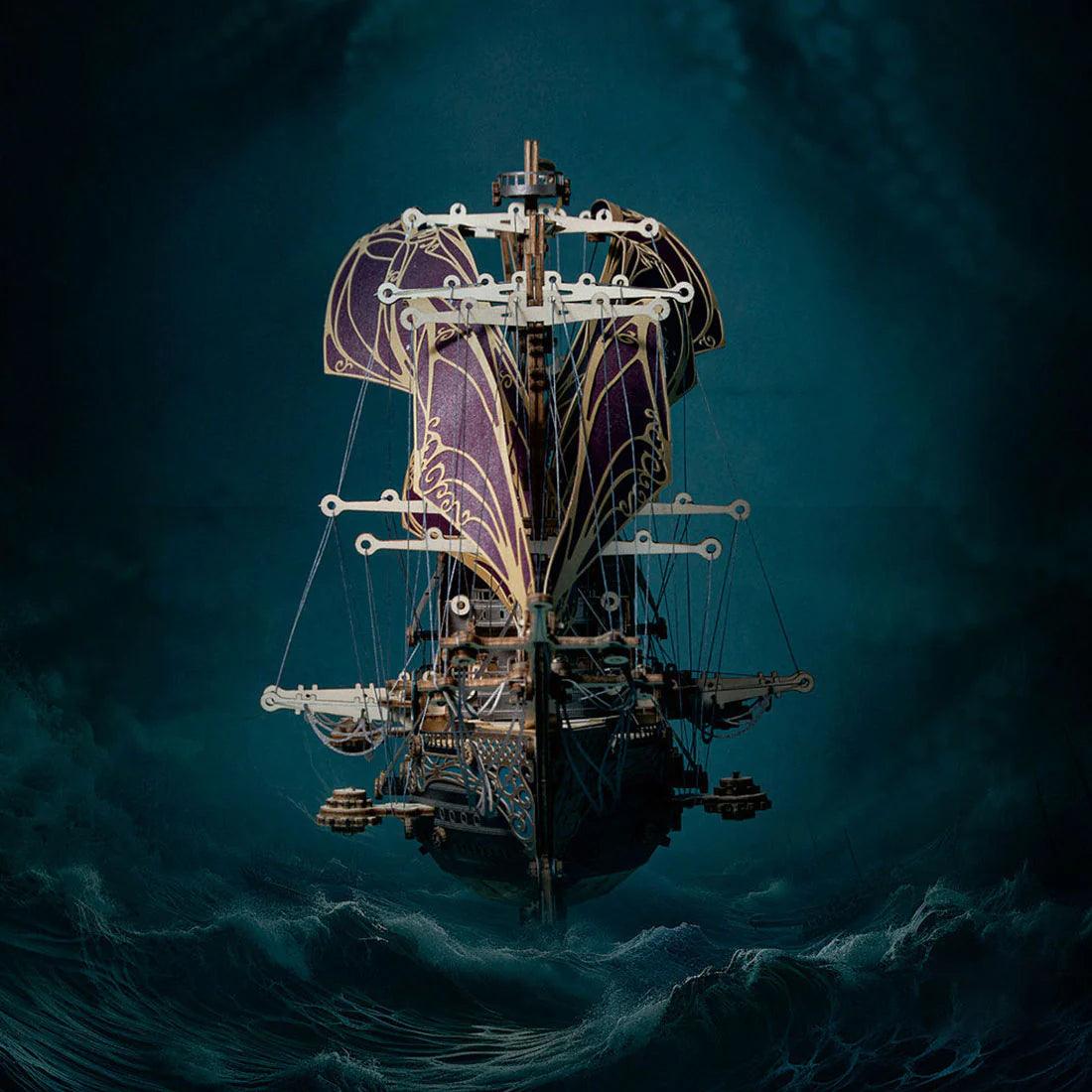 Secrets of the Aether 3D Steampunk Pirate Ship Wooden Assembly Kit - 3D Wooden Puzzle by Extoril