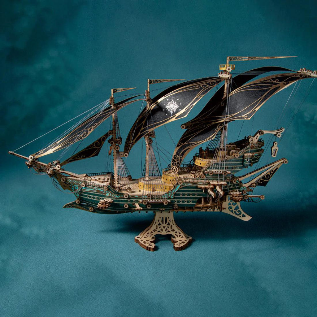 Secrets of the Aether 3D Steampunk Pirate Ship Wooden Assembly Kit - 3D Wooden Puzzle by Extoril