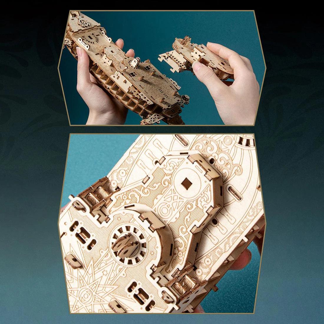 Secrets of the Aether 3D Steampunk Pirate Ship Wooden Assembly Kit - 3D Wooden Puzzle by Extoril