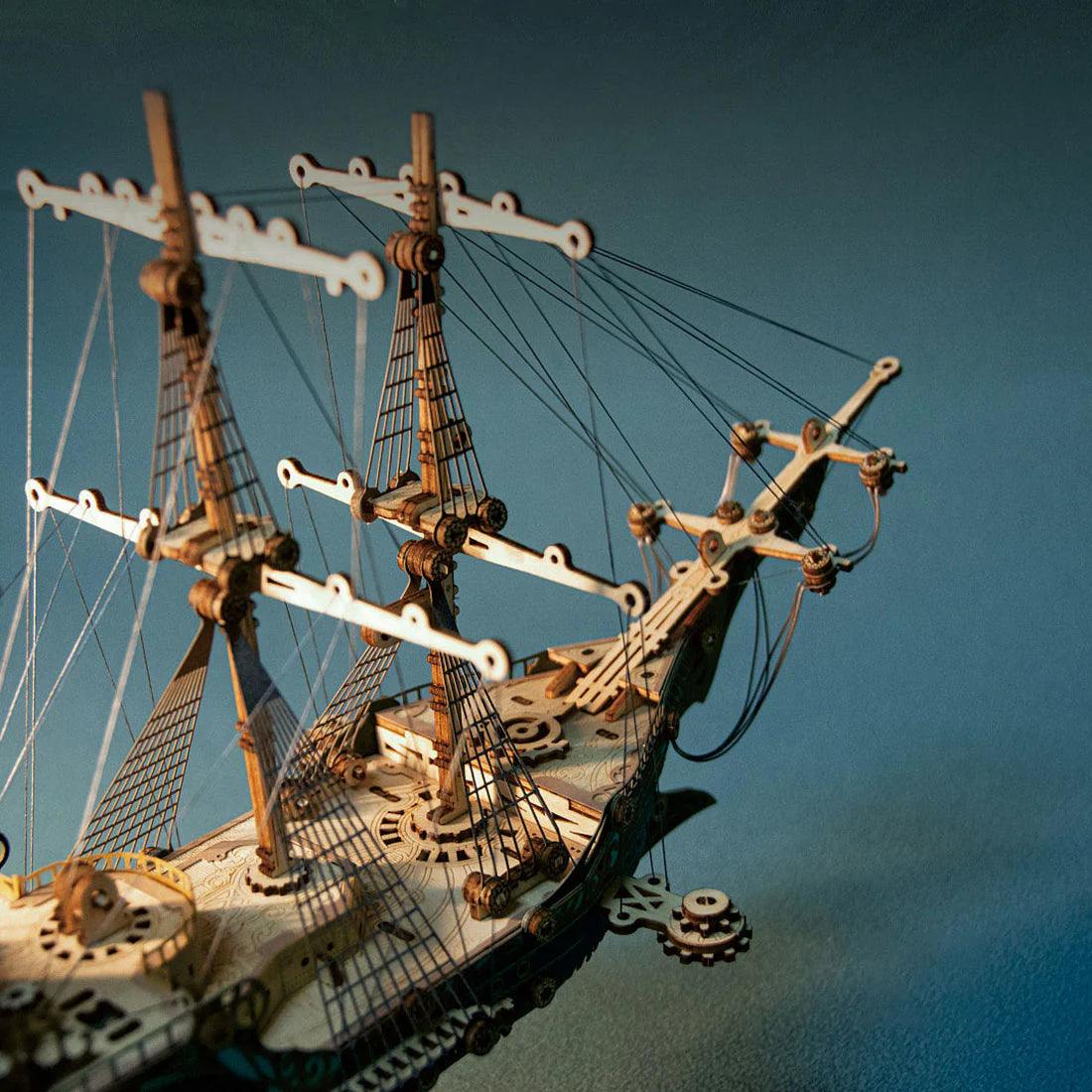 Secrets of the Aether 3D Steampunk Pirate Ship Wooden Assembly Kit - 3D Wooden Puzzle by Extoril