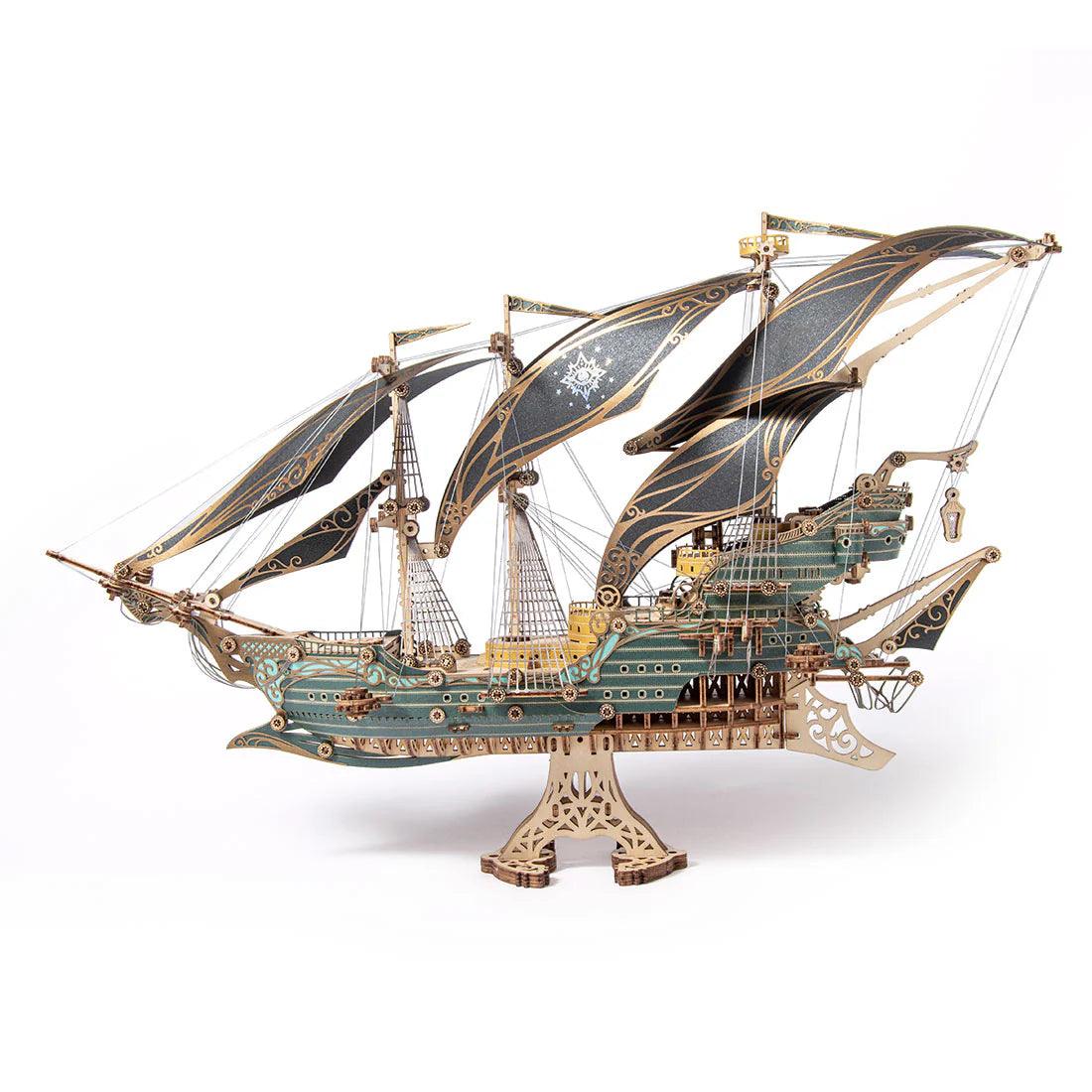 Secrets of the Aether 3D Steampunk Pirate Ship Wooden Assembly Kit - 3D Wooden Puzzle by Extoril