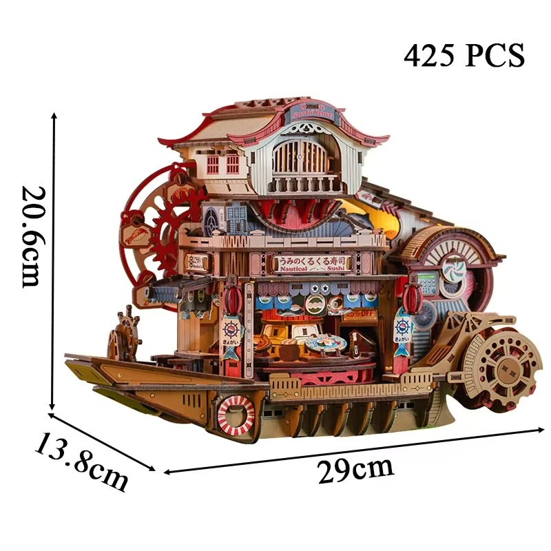 Nautical Sushi 3D Wooden Puzzle Kit - 3D Wooden Puzzle by Extoril