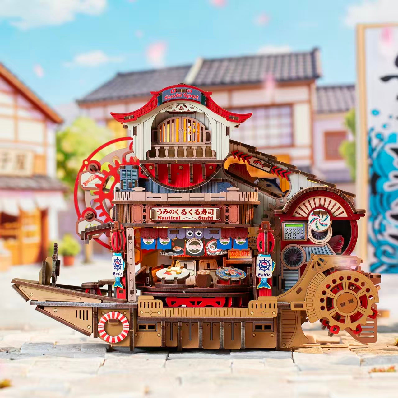 Nautical Sushi 3D Wooden Puzzle Kit - 3D Wooden Puzzle by Extoril