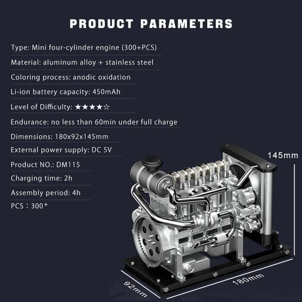 DIY 1/10 Full Metal Mini L4 OHV Inline 4 Cylinder Engine Model Kit that Works - DIY Engine Model by Extoril