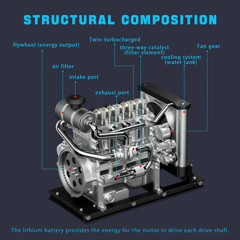 DIY 1/10 Full Metal Mini L4 OHV Inline 4 Cylinder Engine Model Kit that Works - DIY Engine Model by Extoril