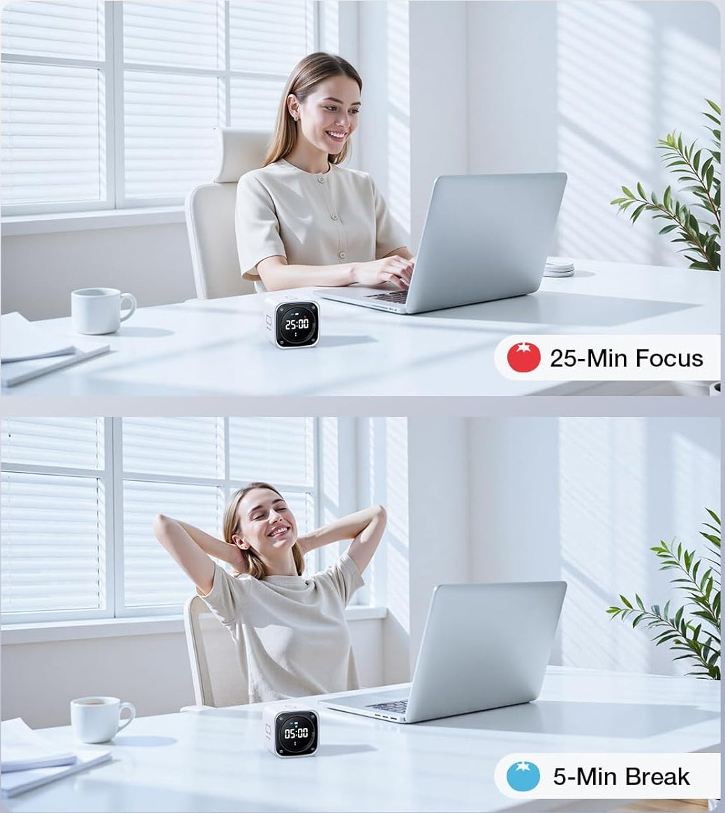Pomodoro Timer Cube with Flip Productivity Countdown Presets - Gadget by Extoril