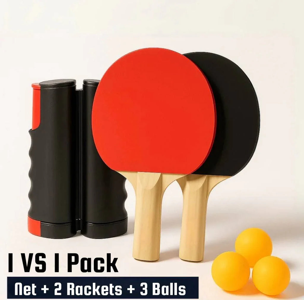 Portable Table Tennis Net Set with Paddles Balls - home decor by Extoril