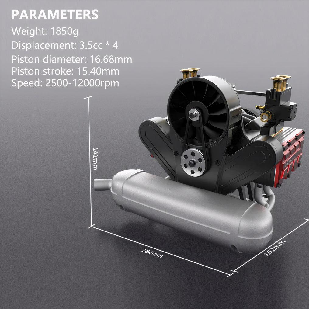 DIY 4 Cylinder Four-Stroke 14cc Nitro H4 Engine Model Kit FS-B400 - DIY Engine Model by Extoril