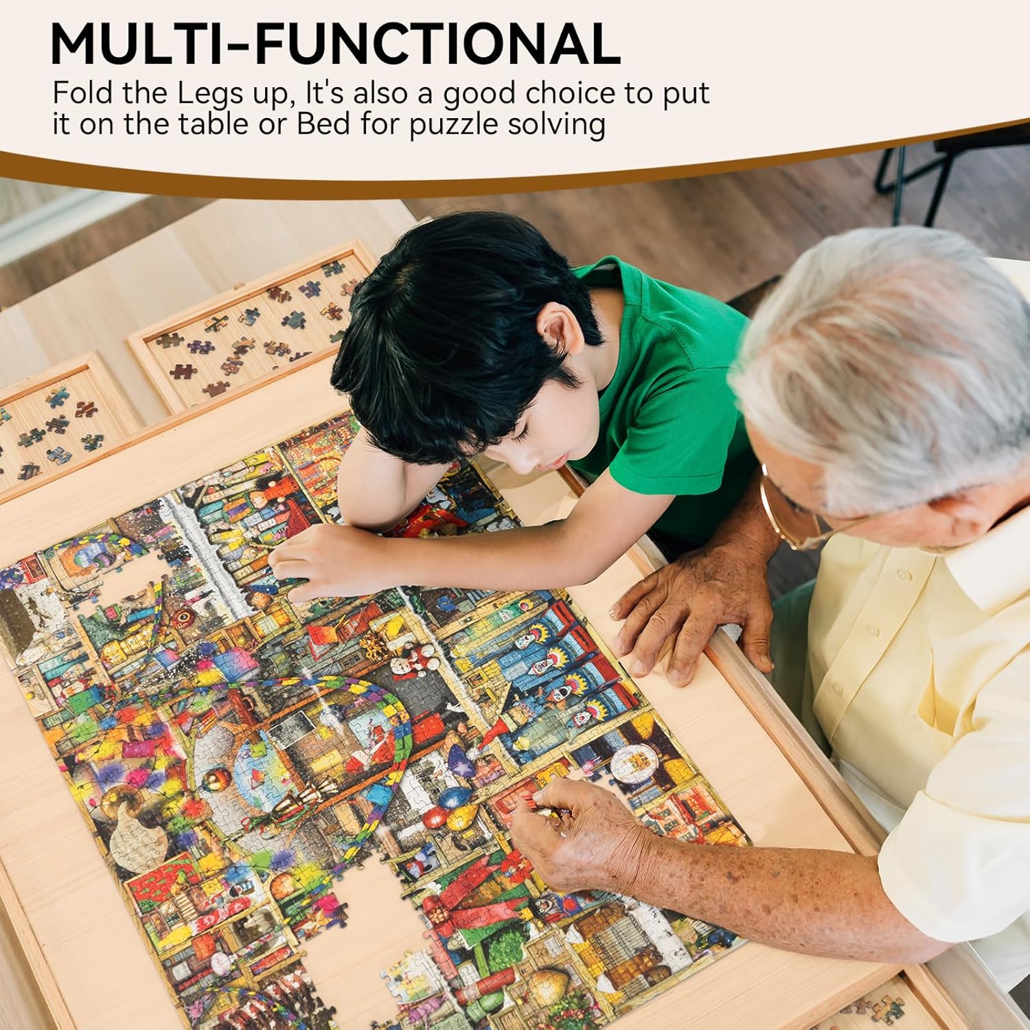 Puzzle Table With Drawers - 3D Wooden Puzzle by Extoril