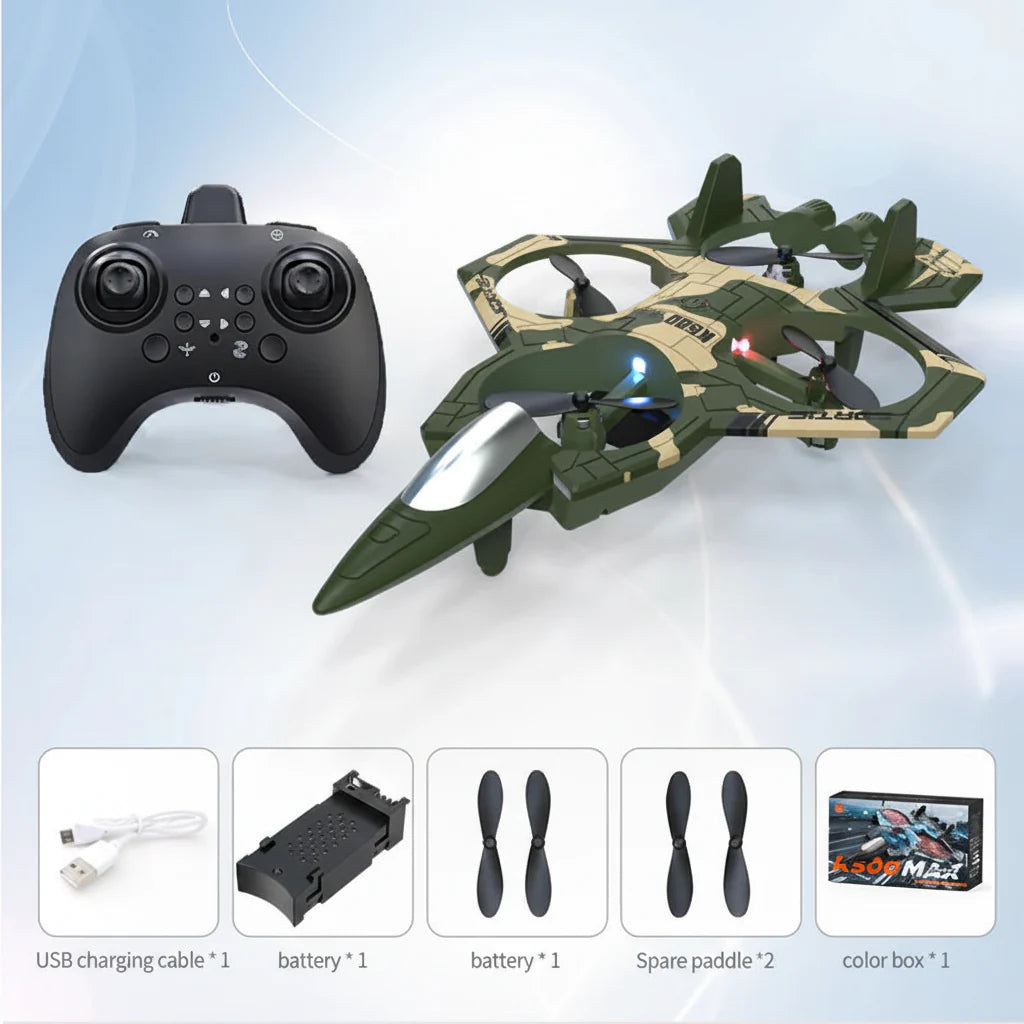 RC Fighter Jet Drone K500 Max with LED Lights - Gadget by Extoril