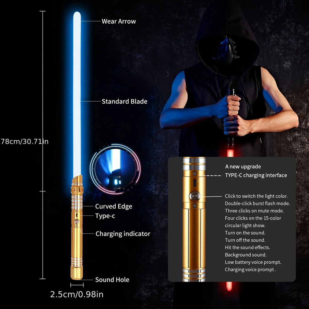 RGB Lightsaber Metal Hilt 15-Color Dueling Saber - Gadget by Extoril