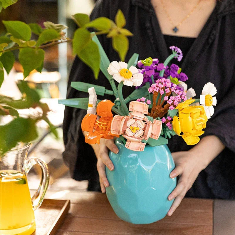 Romantic Brick Flower Bouquet Building Block Kit - DIY Flower by Extoril
