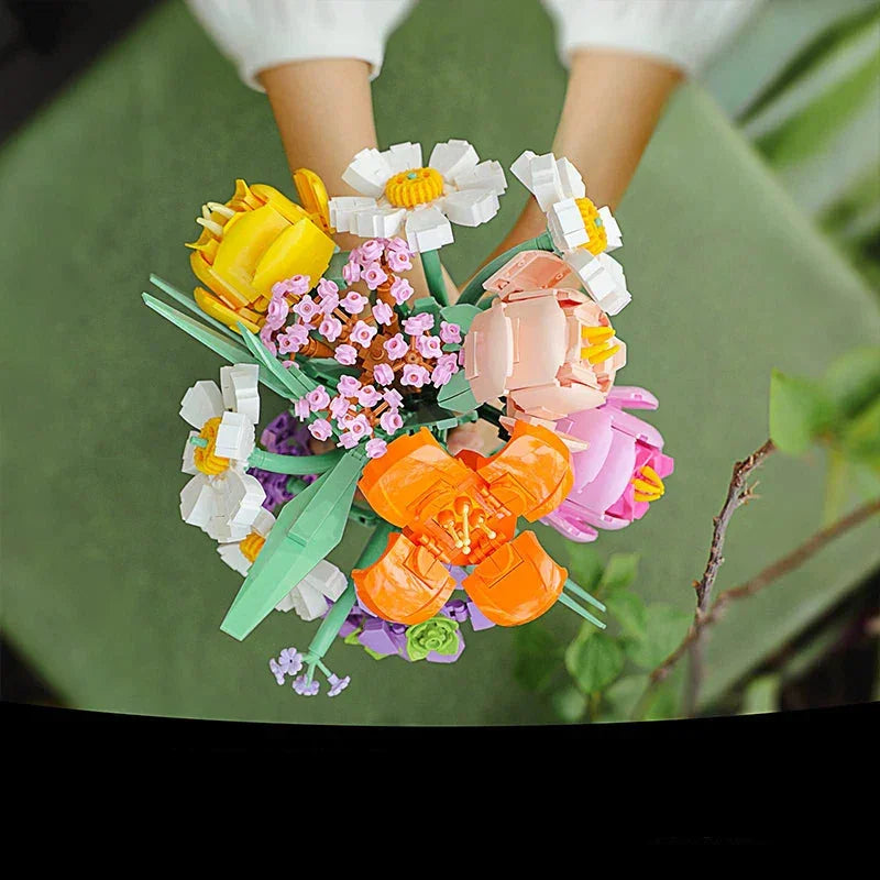 Romantic Brick Flower Bouquet Building Block Kit - DIY Flower by Extoril