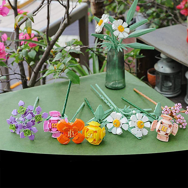 Romantic Brick Flower Bouquet Building Block Kit - DIY Flower by Extoril