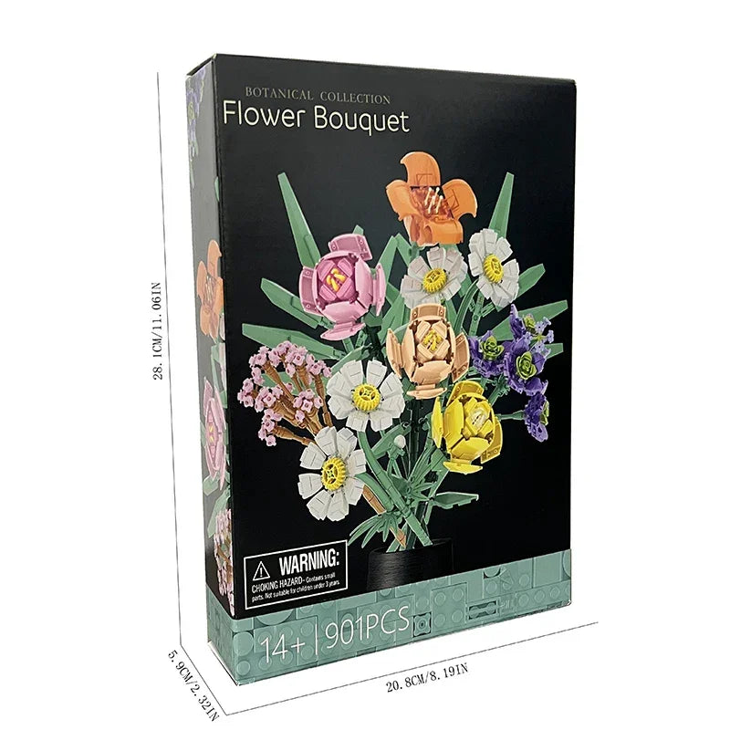Romantic Brick Flower Bouquet Building Block Kit - DIY Flower by Extoril
