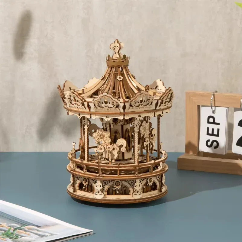 Romantic Carousel Dream - 3D Wooden Puzzle - 3D Wooden Puzzle by Extoril