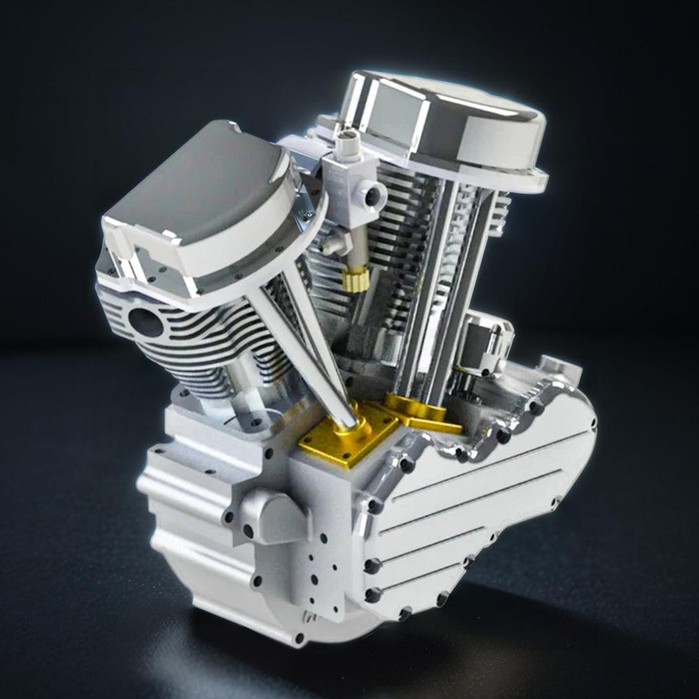 DIY Motorcycle V2 9cc Air-Cooled Gasoline V-Twin Dual Cylinder 4-Stroke Engine FG-VT9 - DIY Engine Model by Extoril