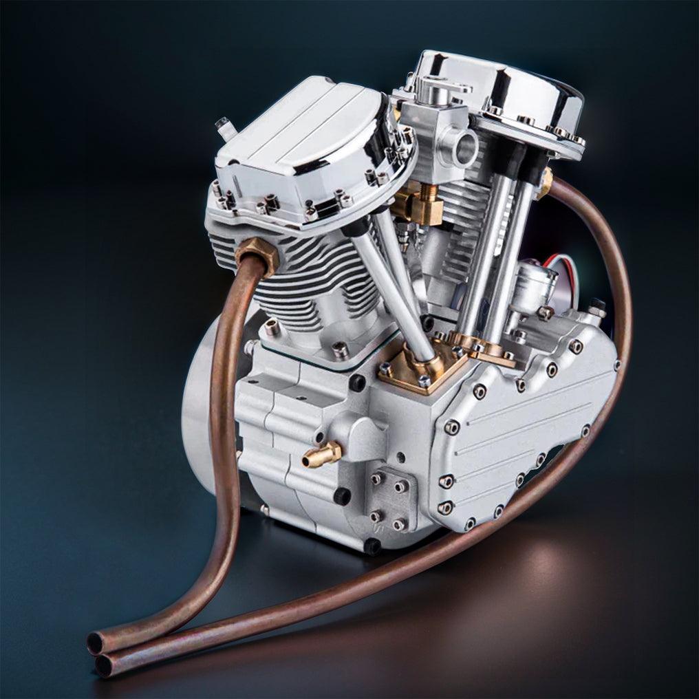 DIY Motorcycle V2 9cc Air-Cooled Gasoline V-Twin Dual Cylinder 4-Stroke Engine FG-VT9 - DIY Engine Model by Extoril