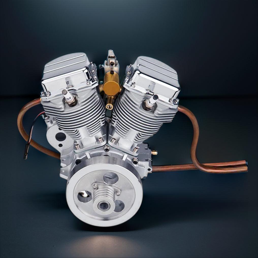 DIY Motorcycle V2 9cc Air-Cooled Gasoline V-Twin Dual Cylinder 4-Stroke Engine FG-VT9 - DIY Engine Model by Extoril