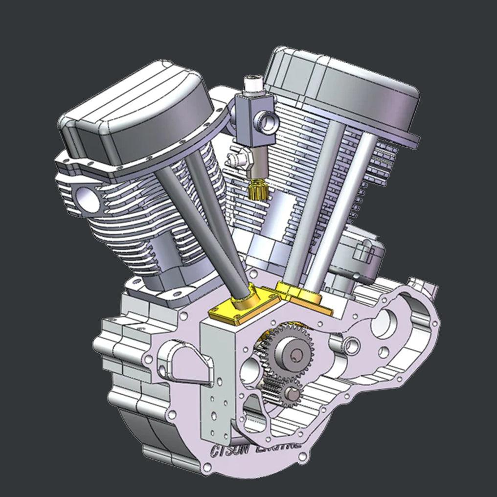 DIY Motorcycle V2 9cc Air-Cooled Gasoline V-Twin Dual Cylinder 4-Stroke Engine FG-VT9 - DIY Engine Model by Extoril