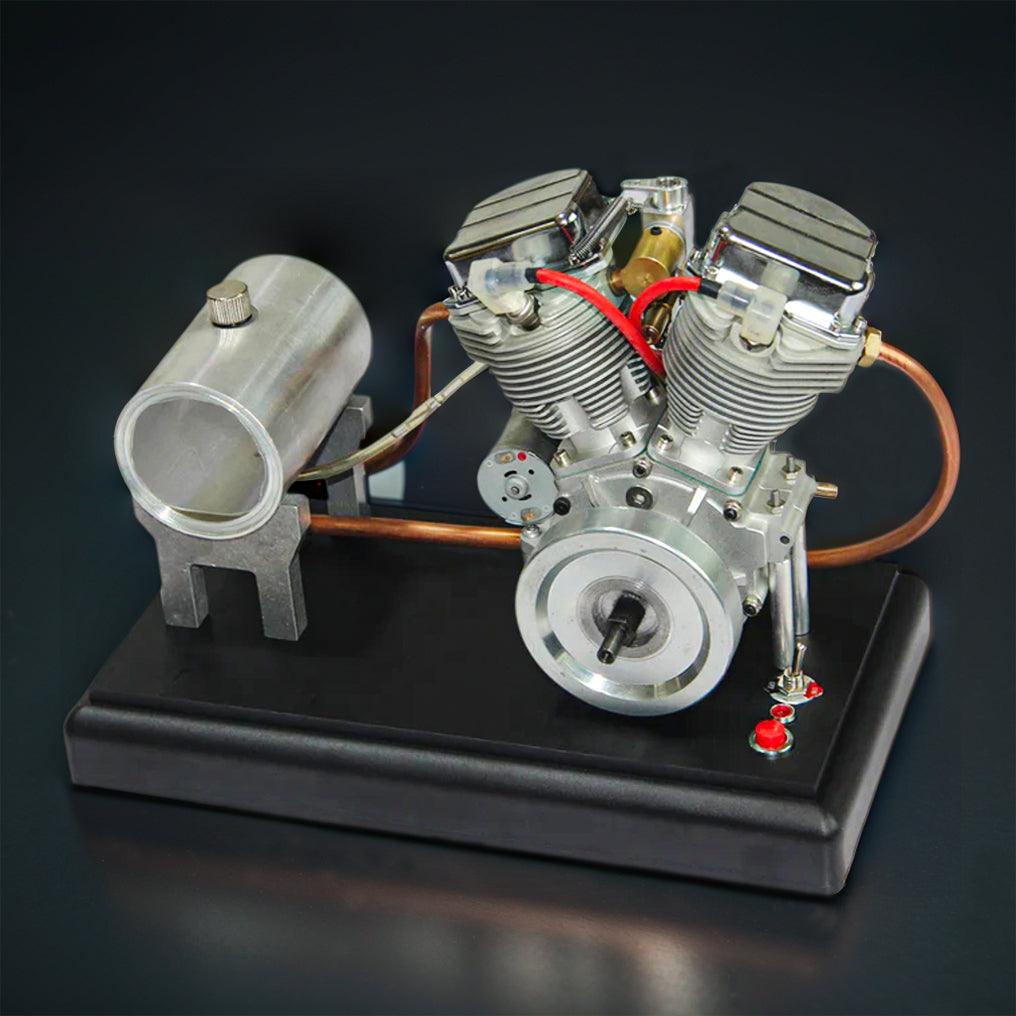 DIY Motorcycle V2 9cc Air-Cooled Gasoline V-Twin Dual Cylinder 4-Stroke Engine FG-VT9 - DIY Engine Model by Extoril