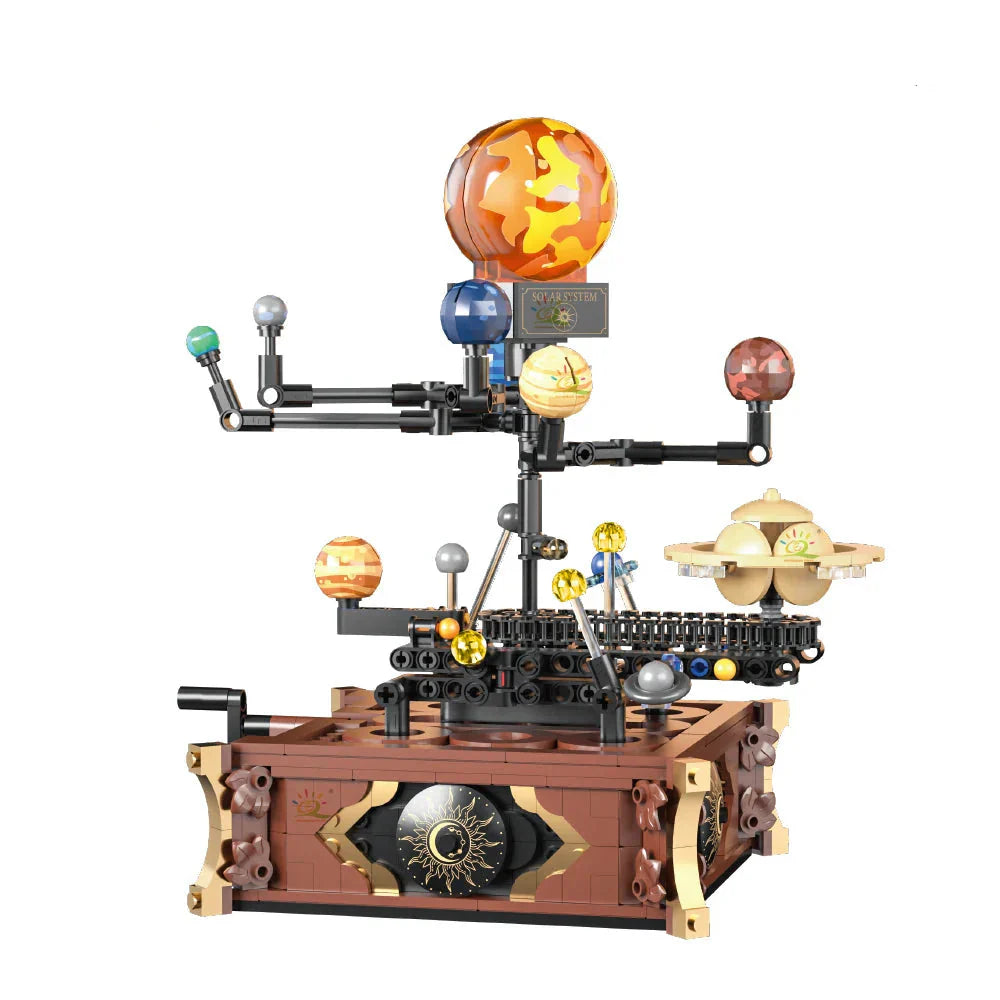 Solar System Building Blocks 697 Piece Orrery Model with Rotating Planets - Mechanical kit by Extoril