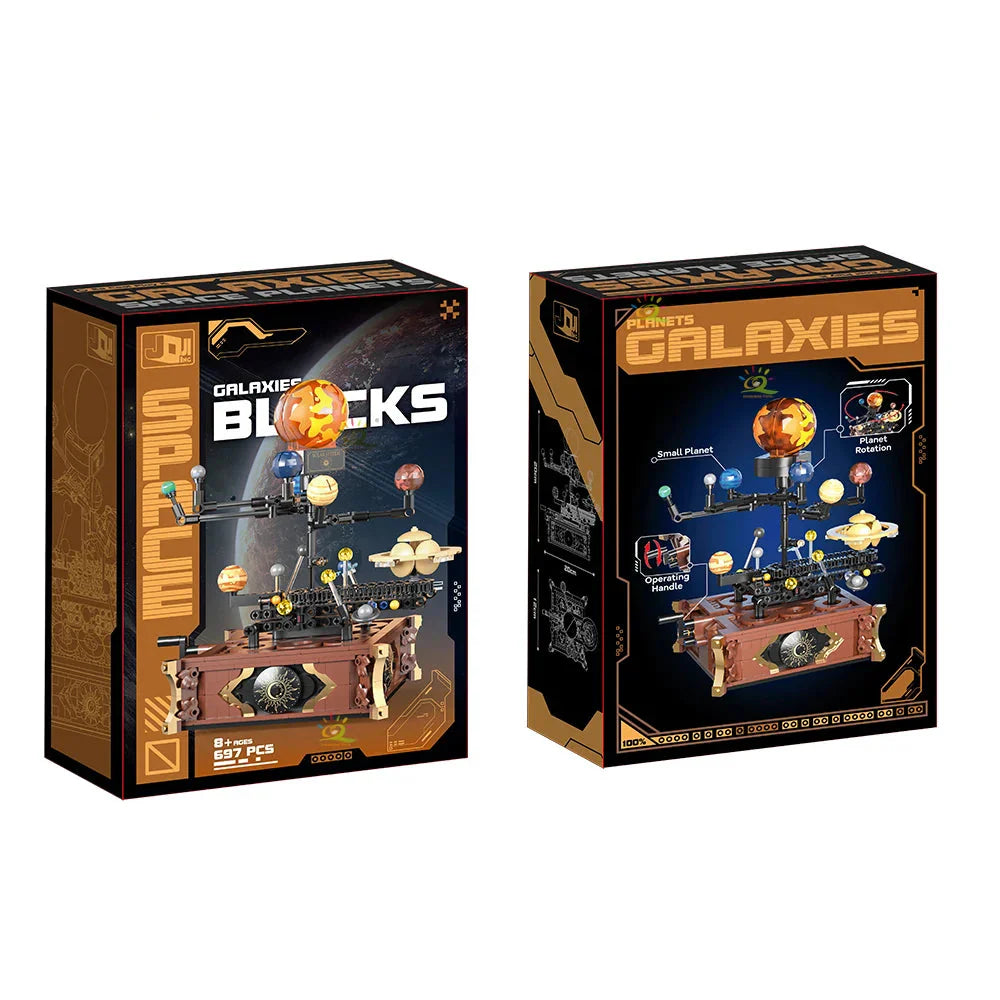 Solar System Building Blocks 697 Piece Orrery Model with Rotating Planets - Mechanical kit by Extoril