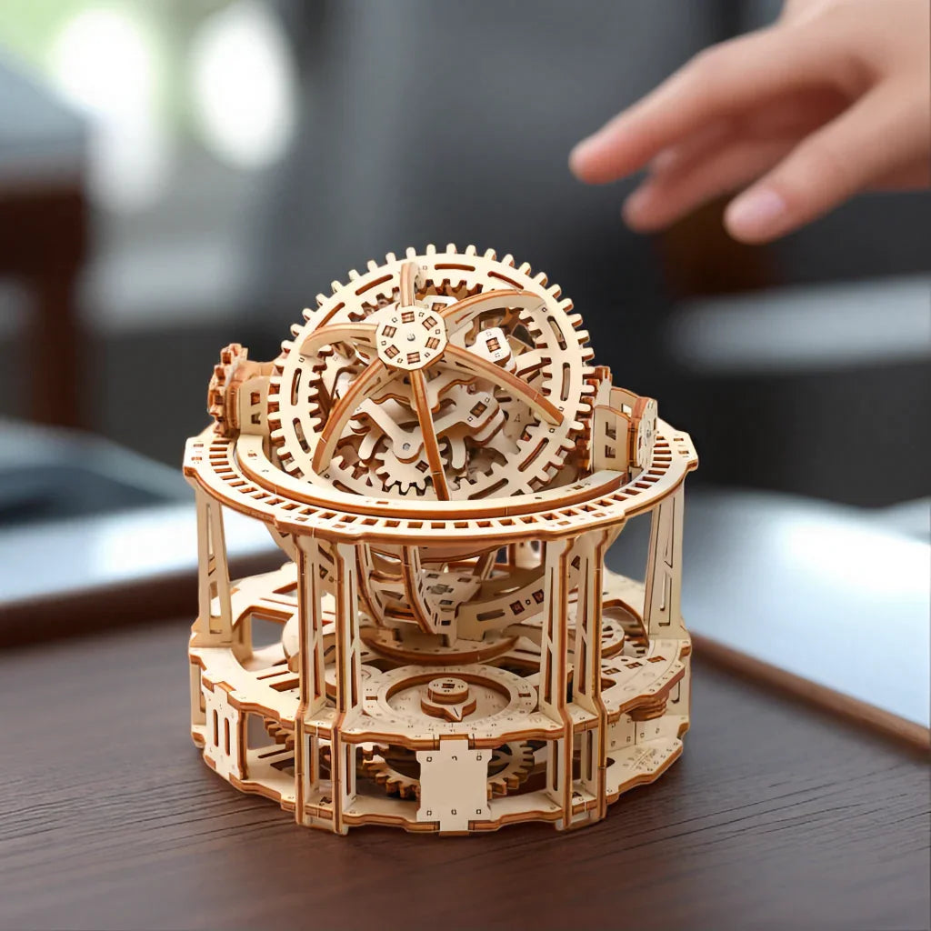 Spherical Tourbillon Chronograph - Mechanical Wooden Clock Kit - 3D Wooden Puzzle by Extoril