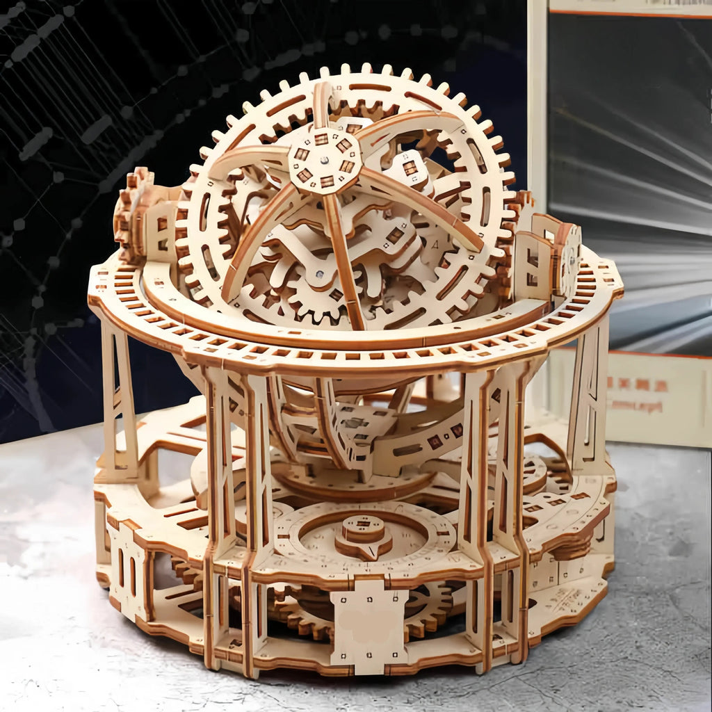 Spherical Tourbillon Chronograph - Mechanical Wooden Clock Kit - 3D Wooden Puzzle by Extoril