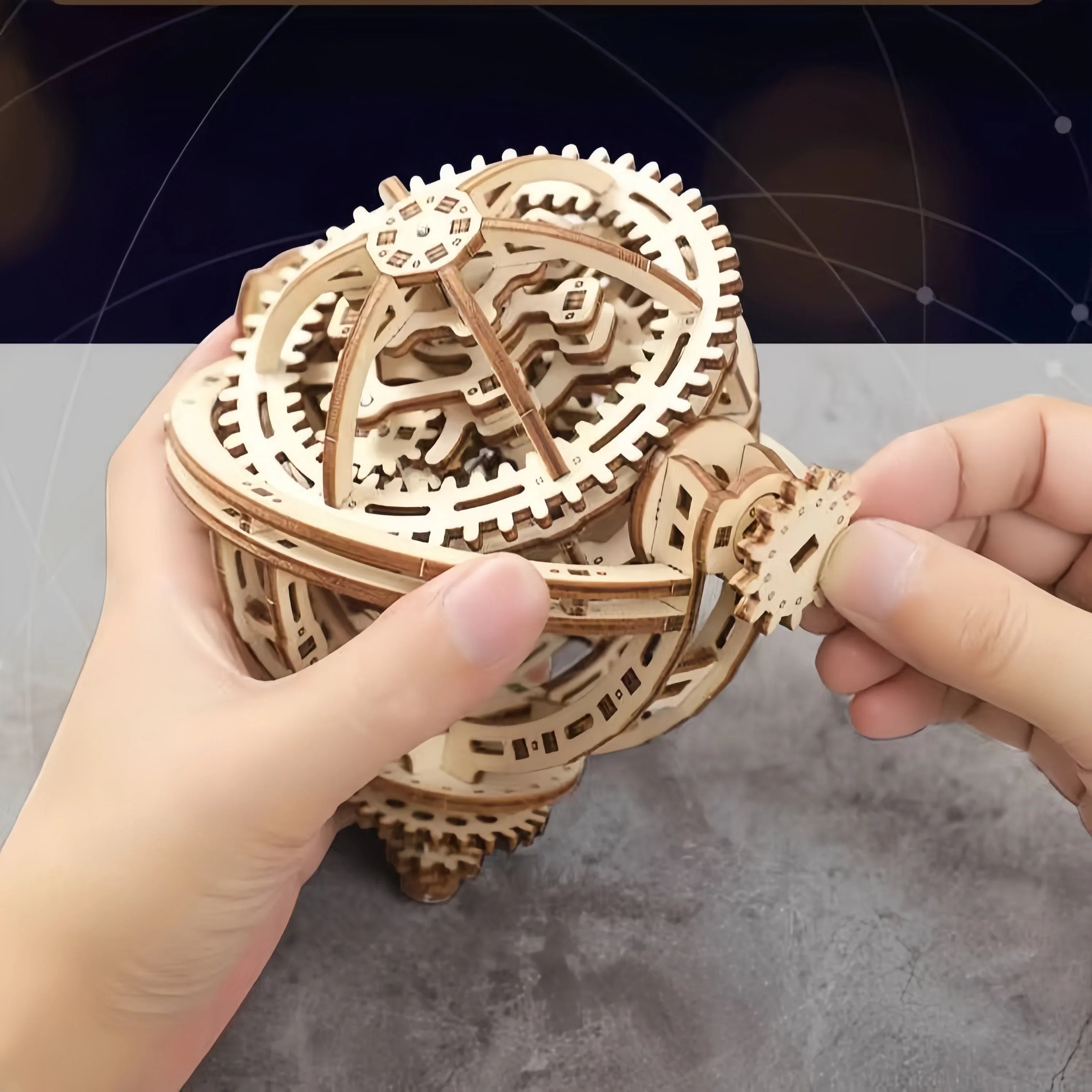Spherical Tourbillon Chronograph - Mechanical Wooden Clock Kit - 3D Wooden Puzzle by Extoril