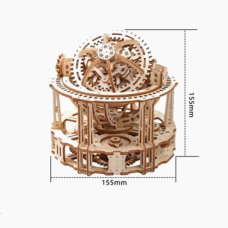 Spherical Tourbillon Chronograph - Mechanical Wooden Clock Kit - 3D Wooden Puzzle by Extoril