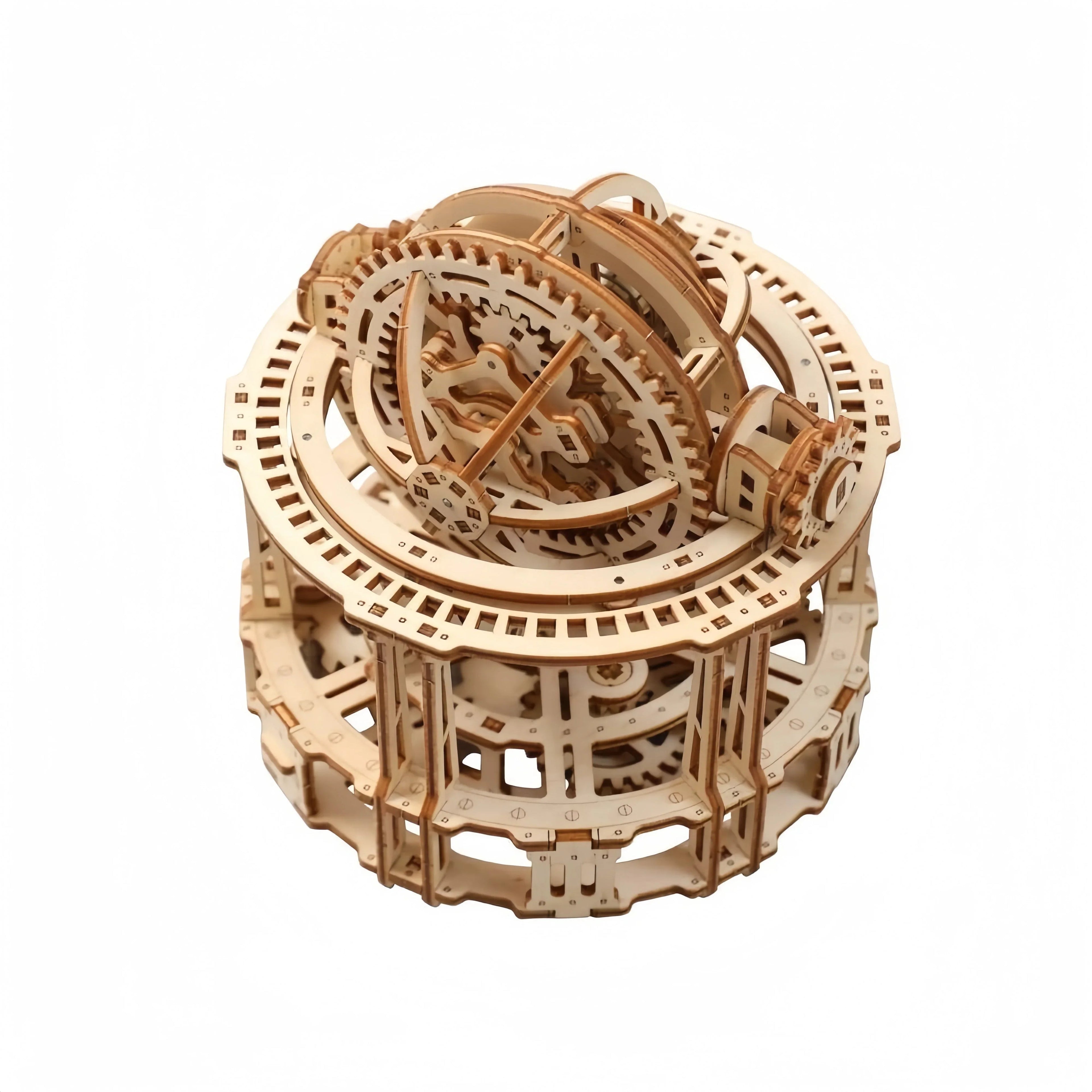 Spherical Tourbillon Chronograph - Mechanical Wooden Clock Kit - 3D Wooden Puzzle by Extoril