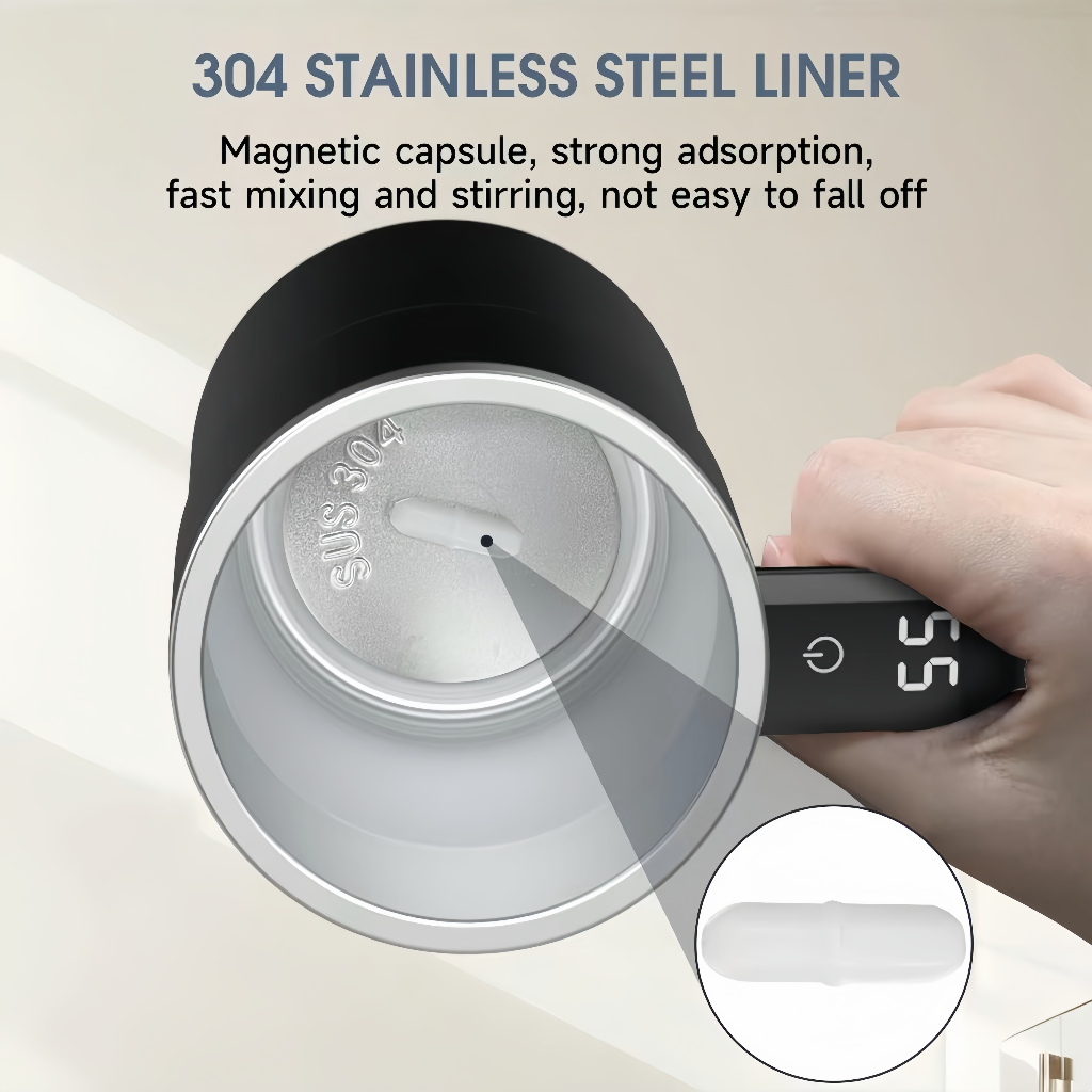Self-Stirring Coffee Mug with LCD Temperature - Gadget by Extoril