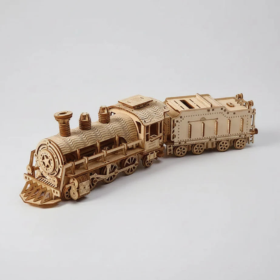 Steam Locomotive 3D Wooden Puzzle Kit - 3D Wooden Puzzle by Extoril
