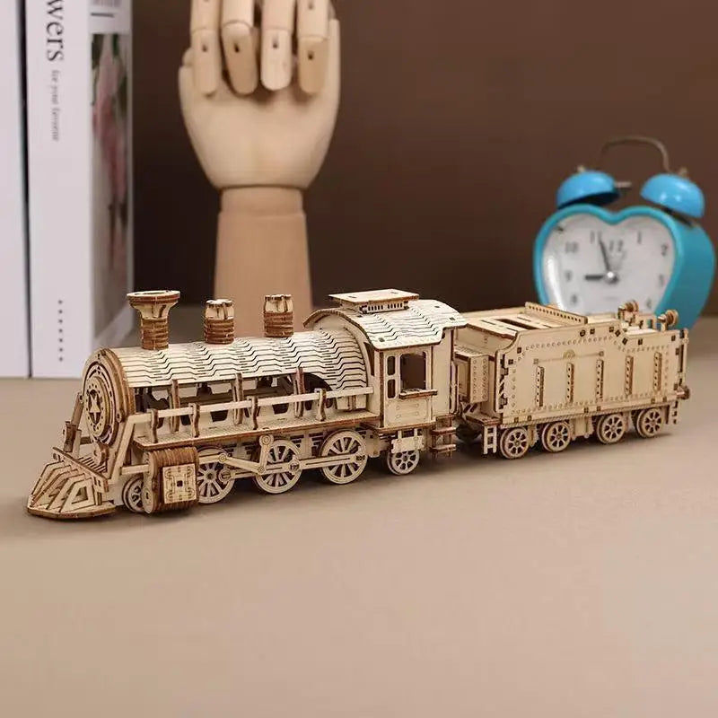 Steam Locomotive 3D Wooden Puzzle Kit - 3D Wooden Puzzle by Extoril