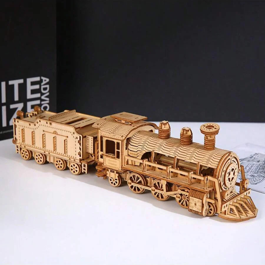 Steam Locomotive 3D Wooden Puzzle Kit - 3D Wooden Puzzle by Extoril