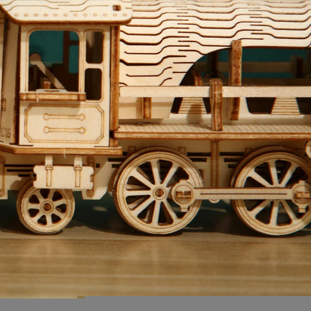 Steam Locomotive 3D Wooden Puzzle Kit - 3D Wooden Puzzle by Extoril