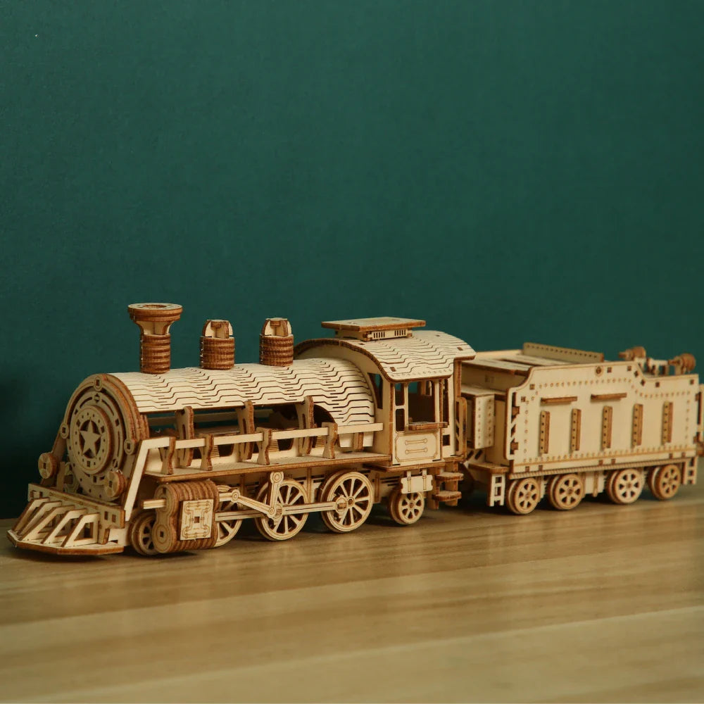 Steam Locomotive 3D Wooden Puzzle Kit - 3D Wooden Puzzle by Extoril